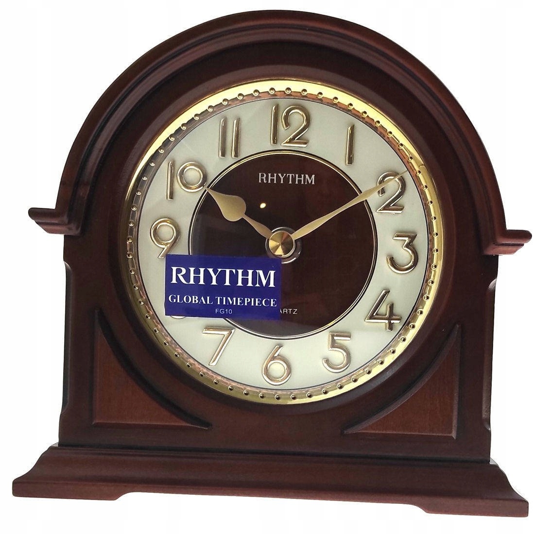Klasické Hnedé Drevené Krbové Hodiny Rhythm 15 x 15 cm CRG109