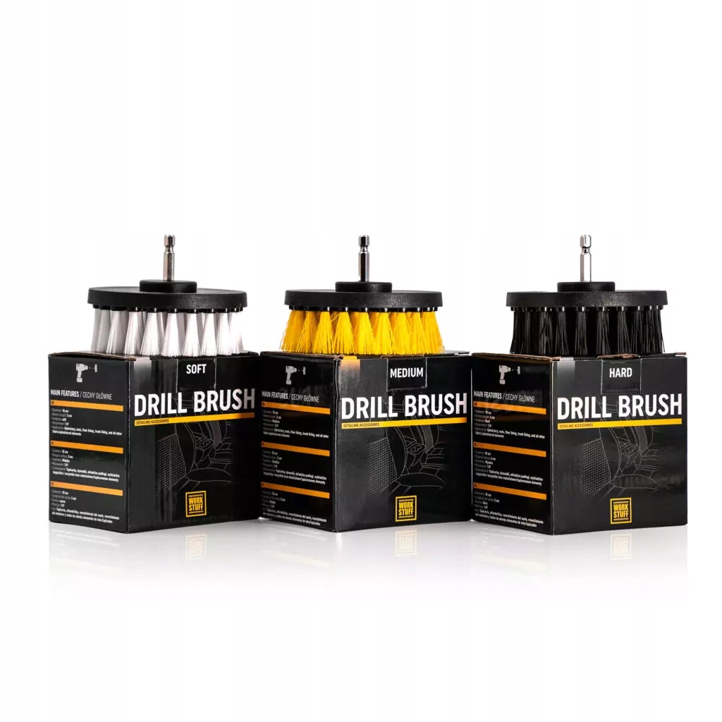 Work Stuff Drill Brush 3-Pack Zestaw Szczotek Na Wkrętarke Do Tapicerki