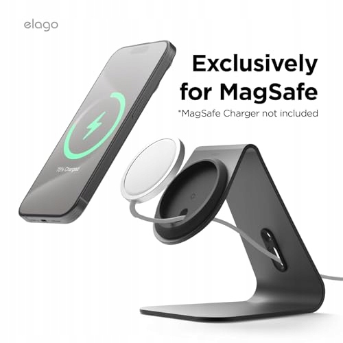 ELAGO MS4 Stacja Ładowania MagSafe iPhone 16 15 14 13 12 Aluminium Czarna — miniatura 2