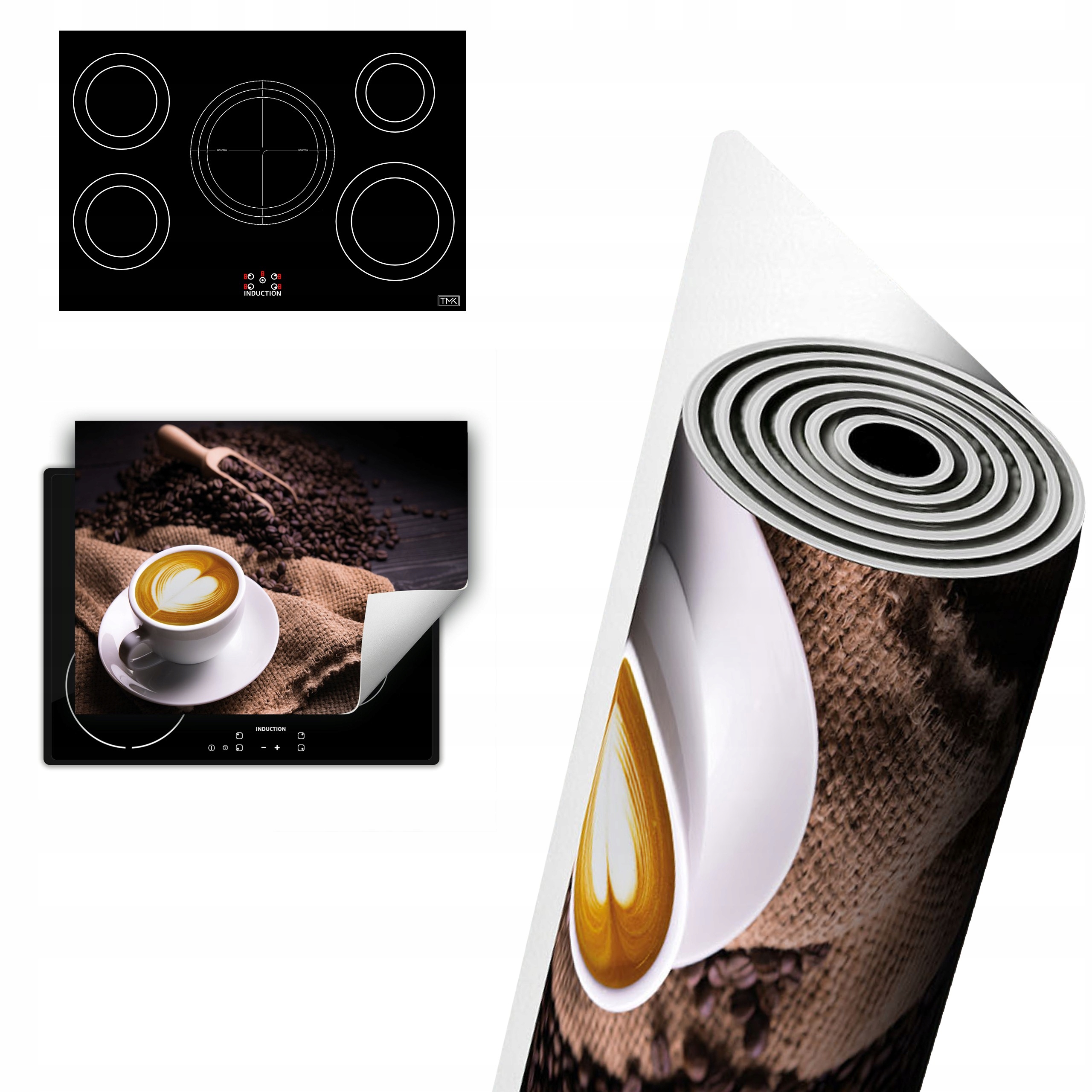 Vinylová Ochranná Deska Na Indukci 80x52 káva srdce