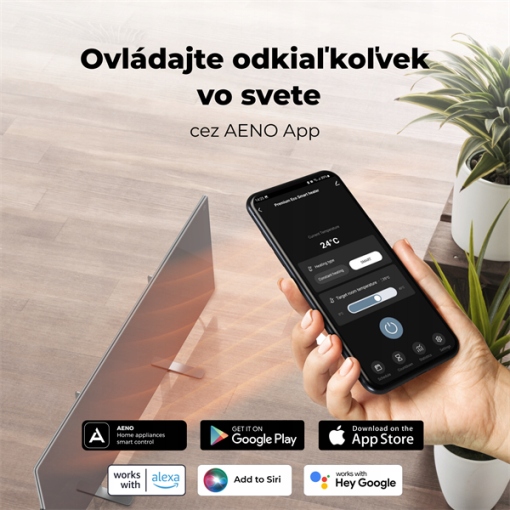 AENO GH5S Grzejnik szklany Smart 700W app+panel LED szary wtyczka EU — 24