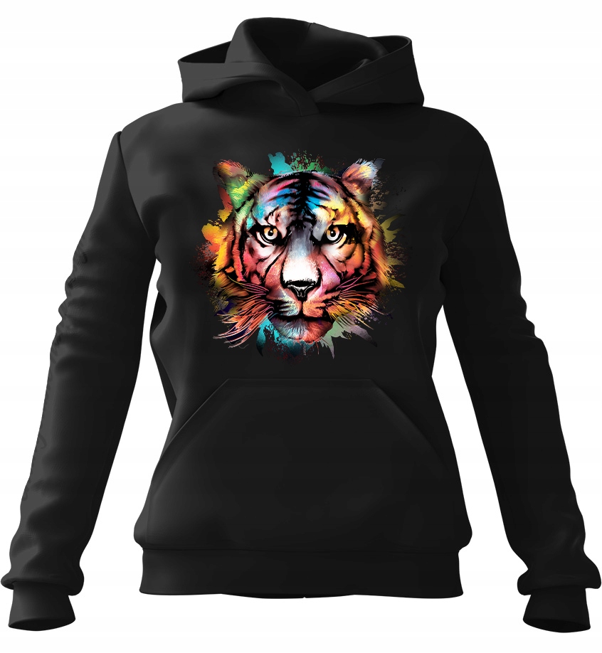 pánská mikina s kapucí Tiger Watercolor černá 3XL pro muže, muže a muže