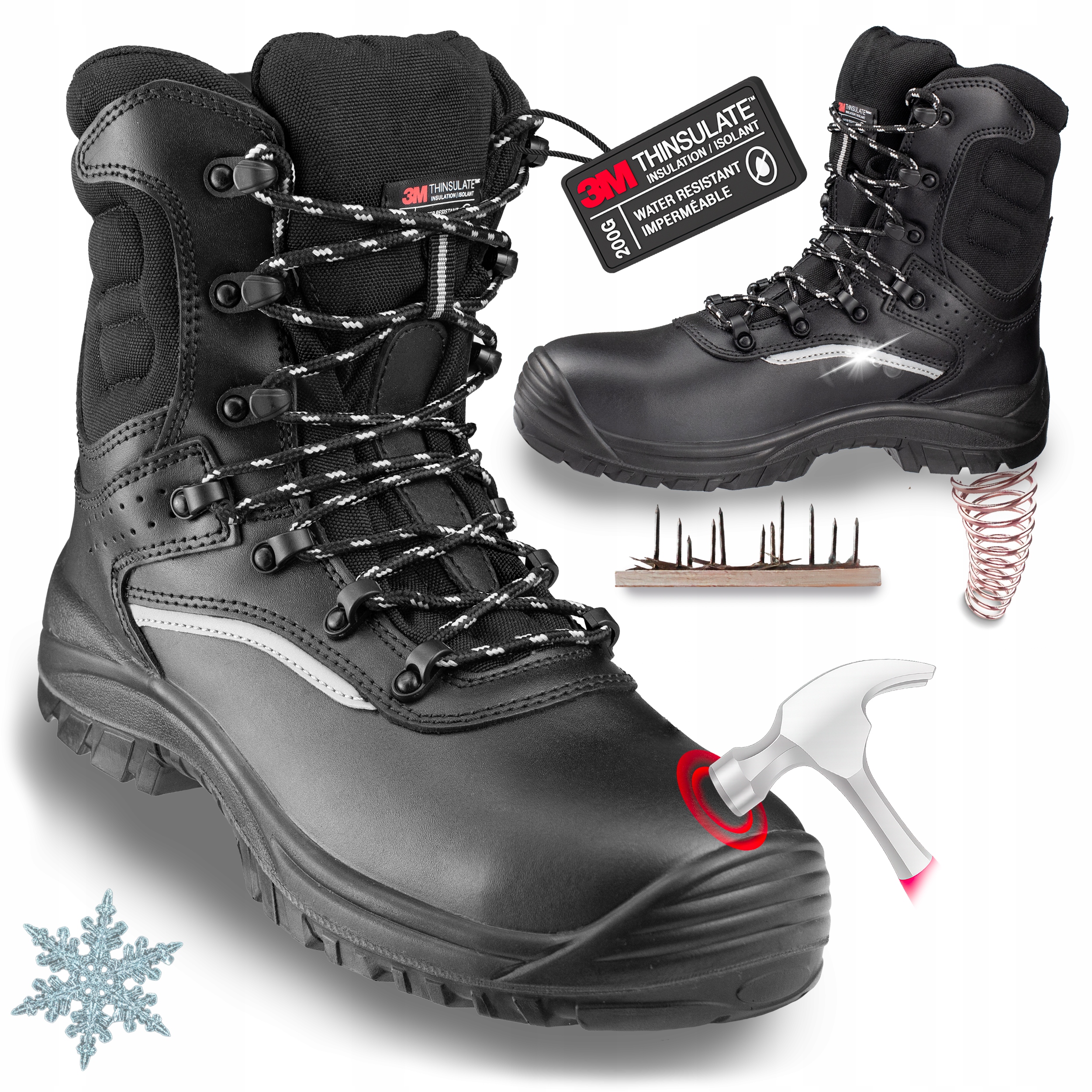 Pracovní Boty Vysoké pánské Zateplené Zimní Voděodolné Boty Se Špičkou