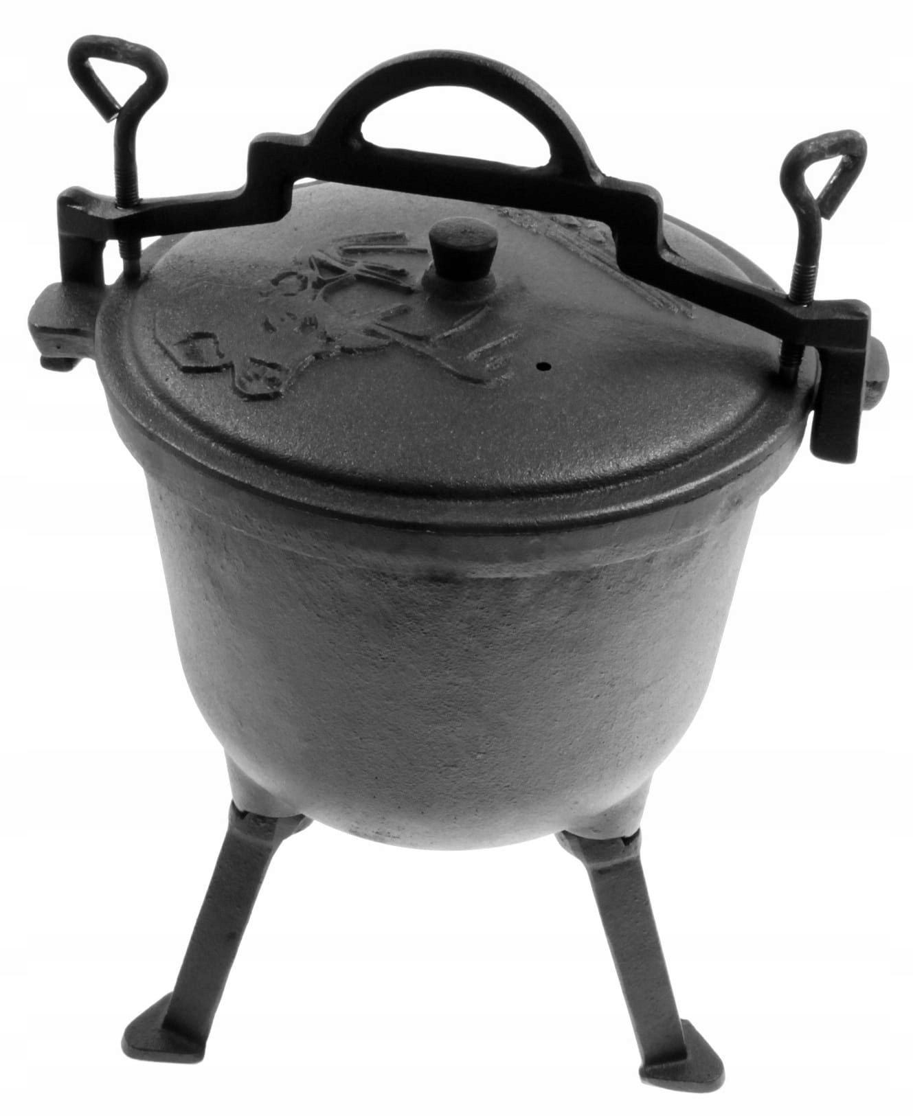 KOCIOŁEK MYŚLIWSKI ŻELIWNY 5 L PIECZONKI GARNEK Stan opakowania oryginalne