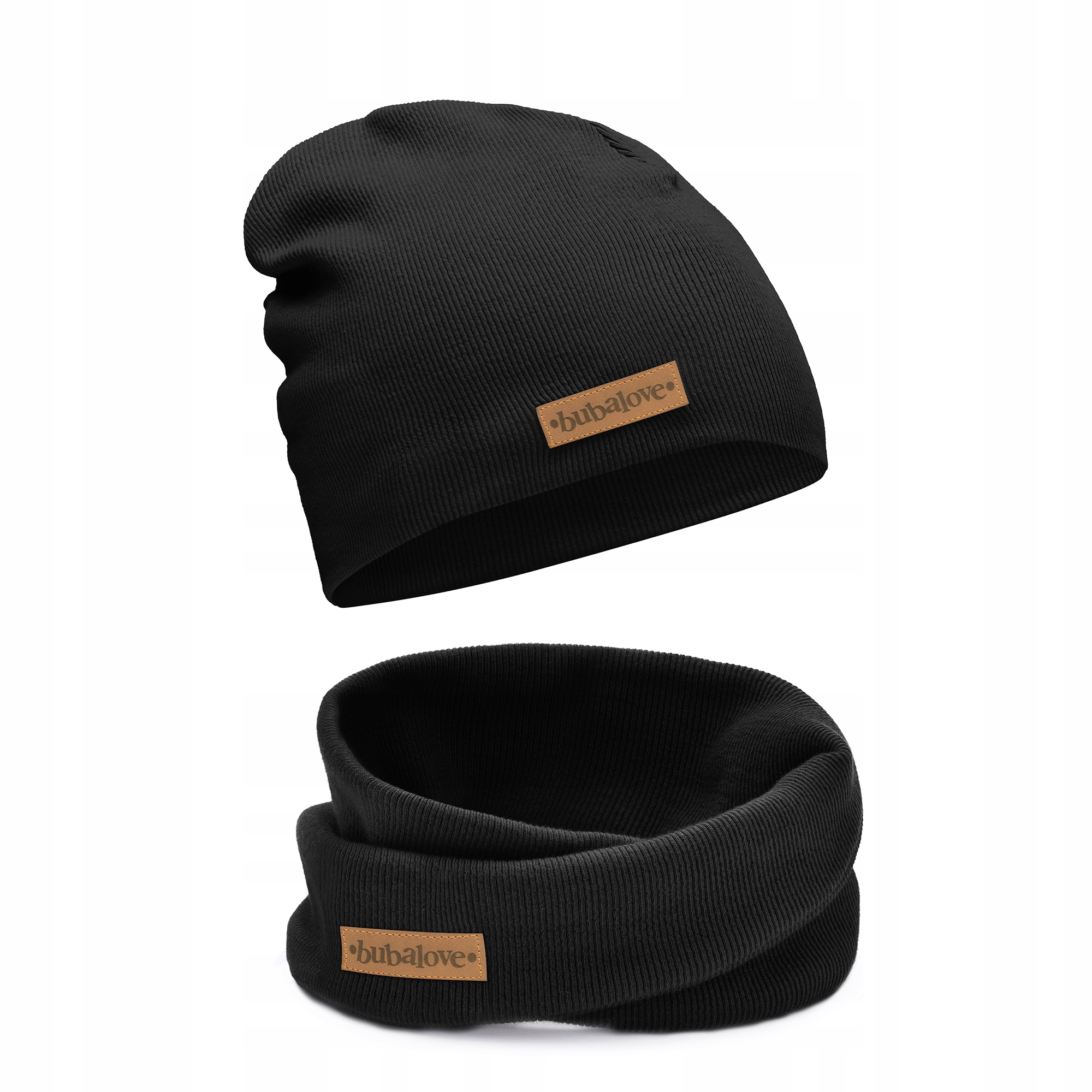 

Dziecięca czapka i komin wiosna-jesień czarna46-52