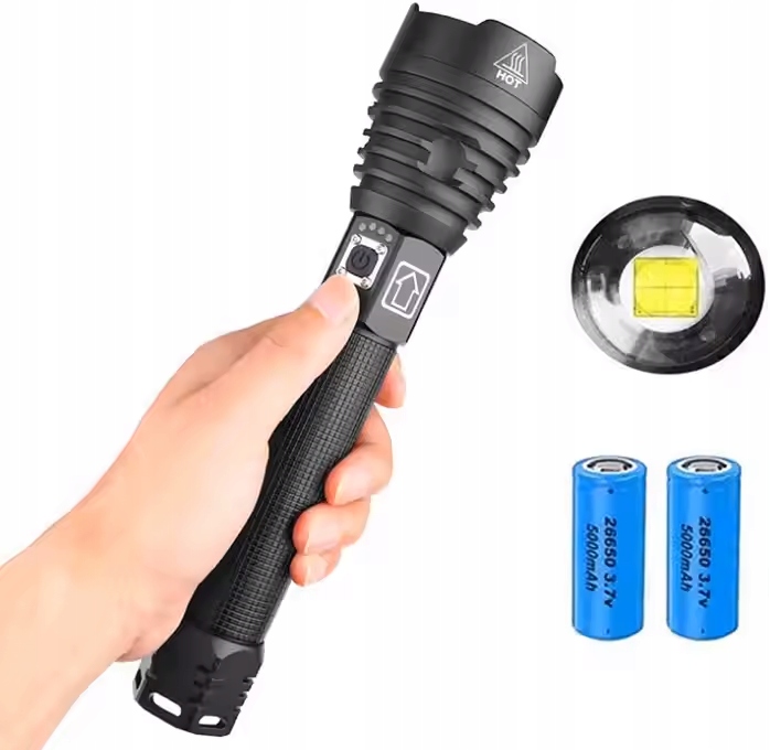 Potężna Oryginalna Latarka 5000LM Led XHP90.3 2x26650 10000mAh Zoom Usb-c