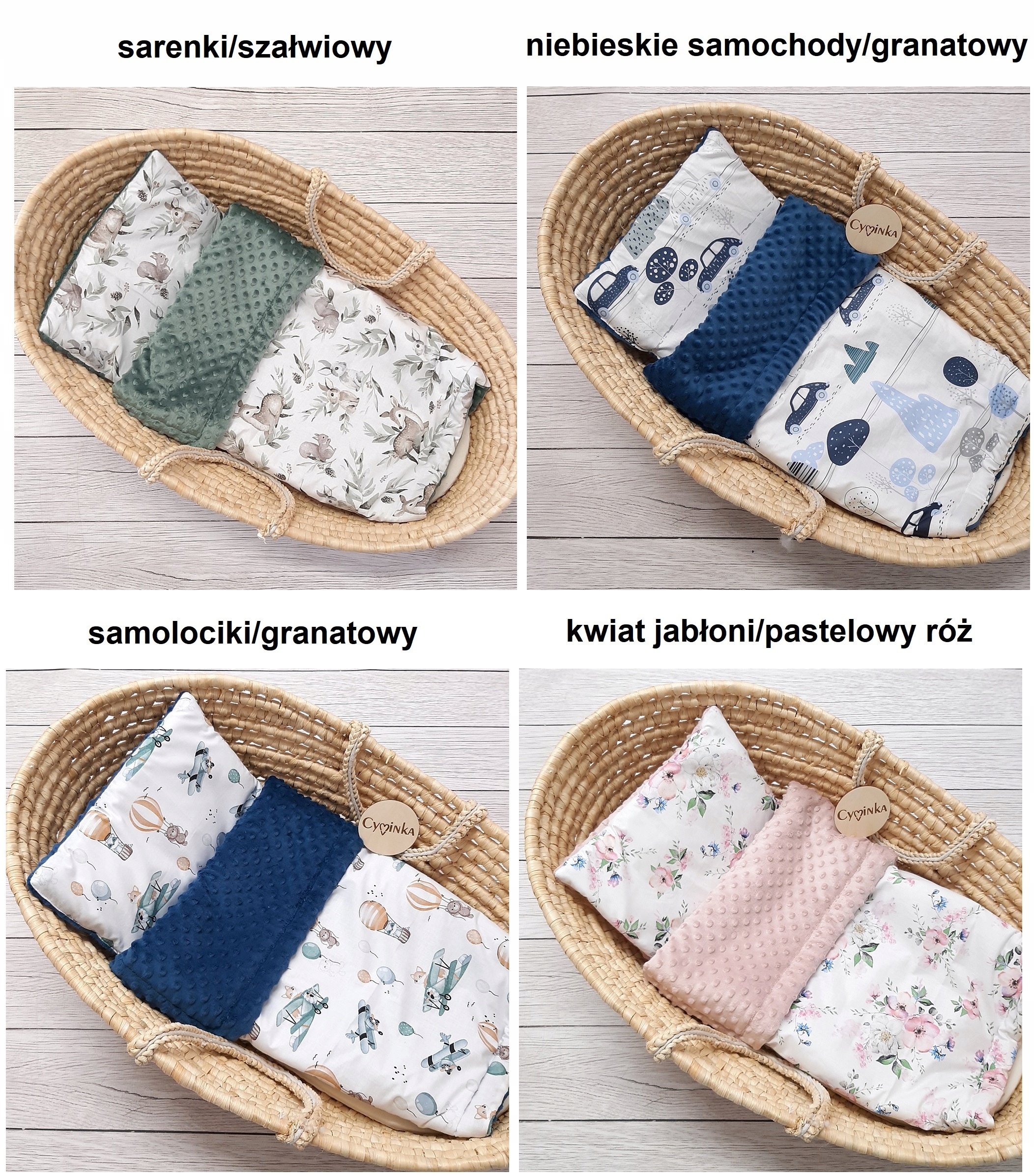 Kocyk minky zestaw do gondoli wózka Marka Cyminka