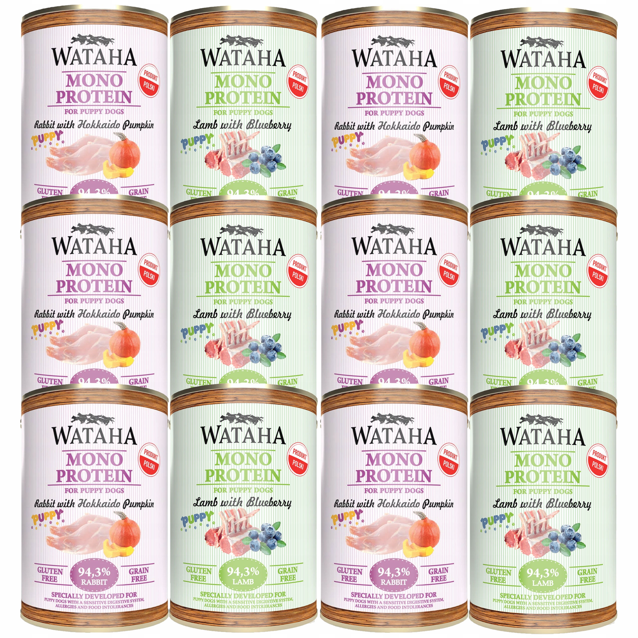 Wataha Mono Puppy karma mokra dla szczeniąt Mix smaków 12 x 400g