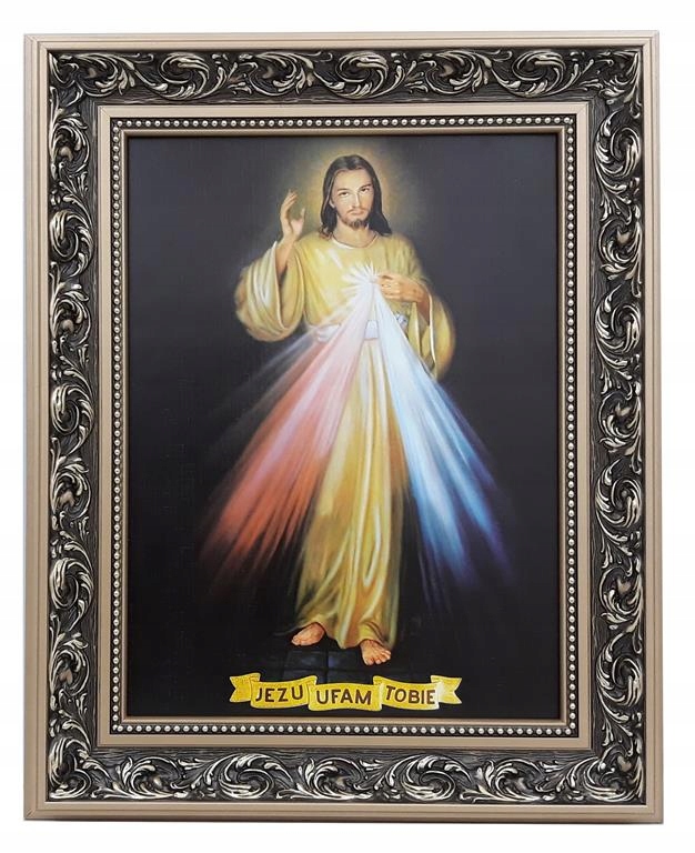 

Obraz Jezusa W Złotej Ramie 42X52 Jezu Ufam Tobie