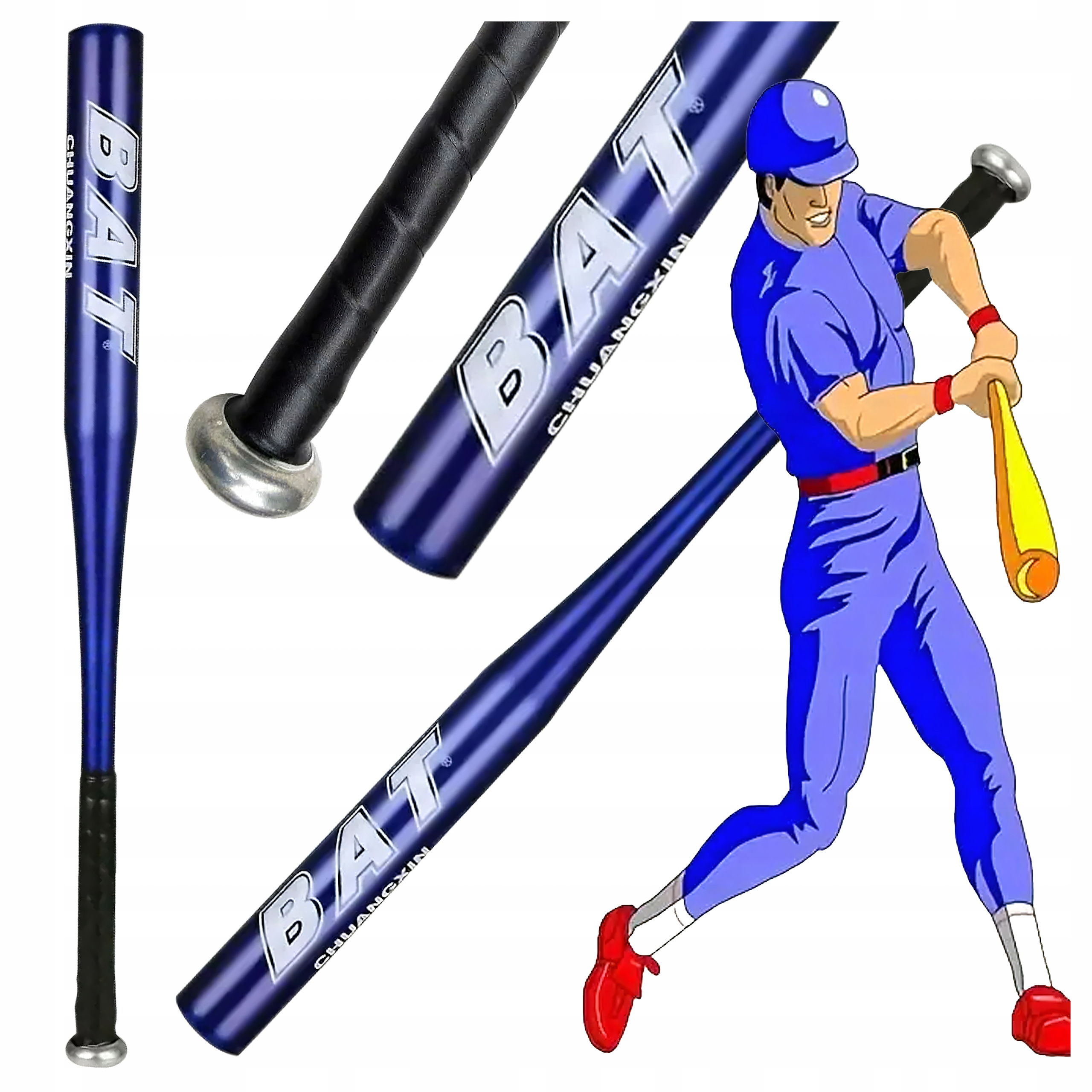 Baseballová baseballová pálka hliníková 25" 64 cm silná tréninková stříbrná