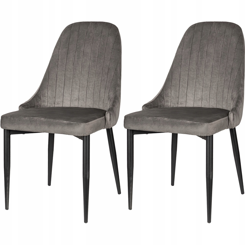 Křesla Tila Sada 2 Velurových židlí, Kovová konstrukce, Šedá