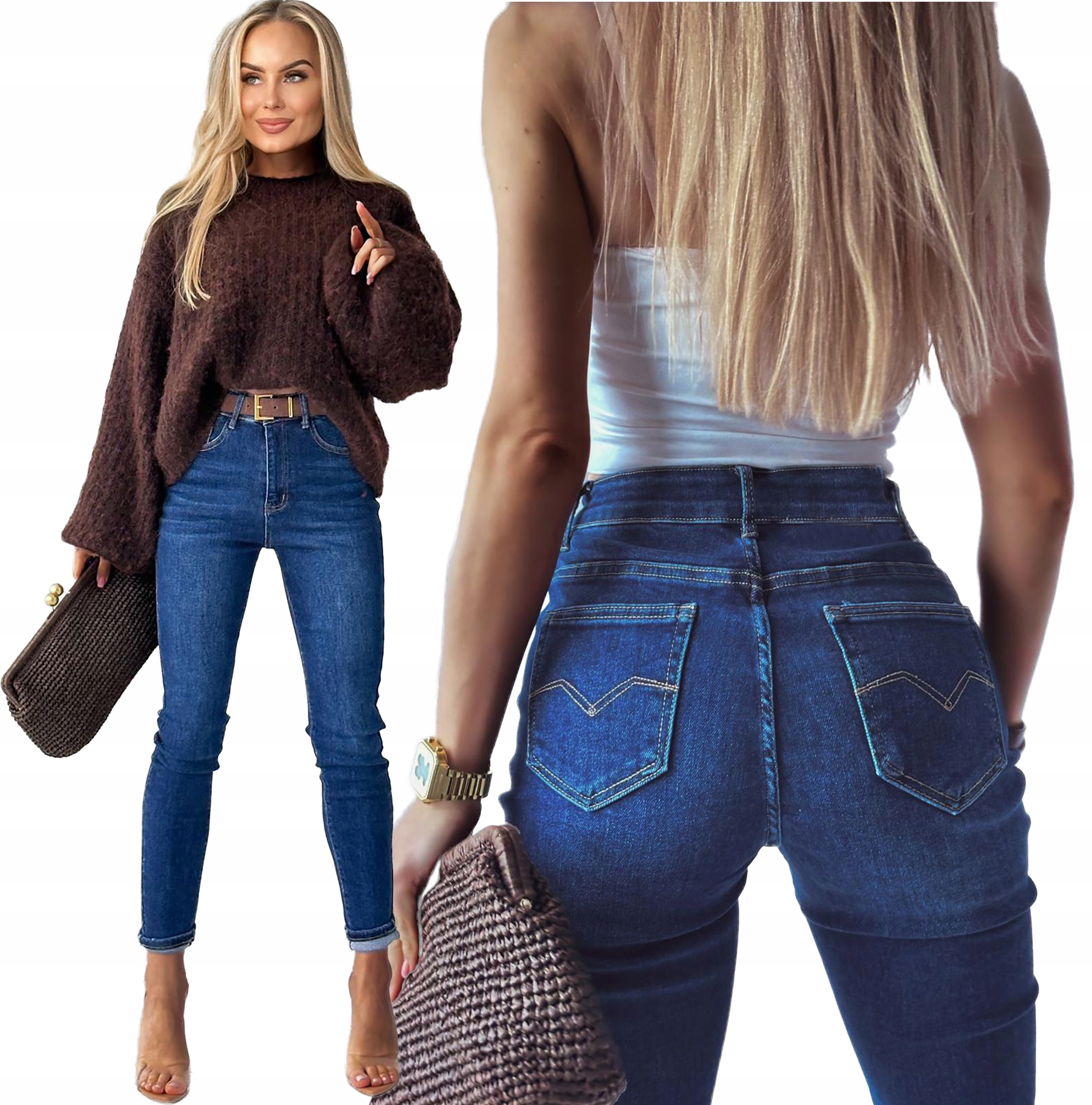 Spodnie damskie Jeansy wyszczuplające wysoki stan rurki Premium XL Suzi