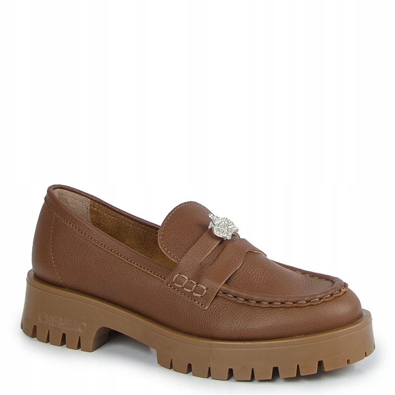 Chebello 4291 Hnědé Kožené Mokasíny S Ozdobou 36