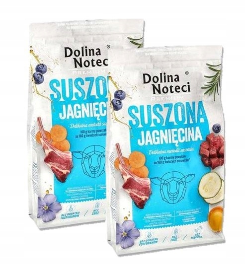 Levně Dolina Noteci Premium Sušené krmivo suché pro psa Jehněčí 2 x 9 kg