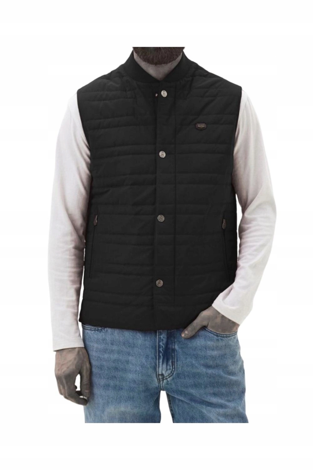 Bunda Bez Rukávů Galvanni pánská černá prošívaná zapínací vesta vel. XXL