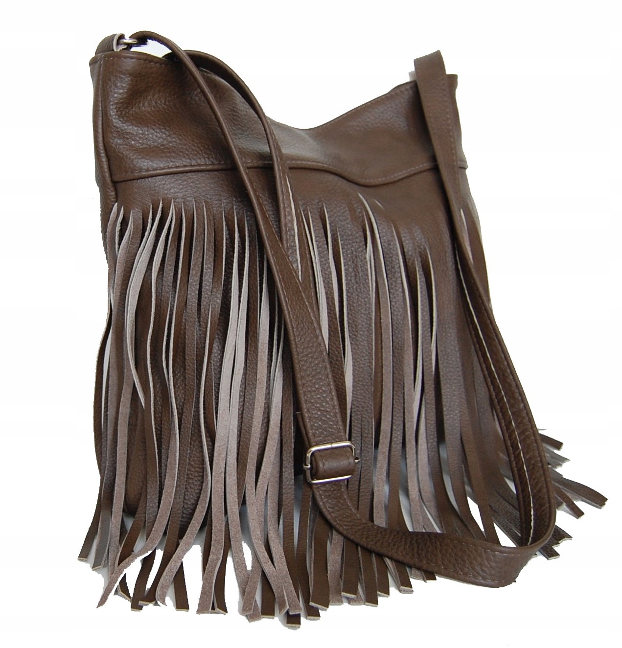 TOREBKA Z FRĘDZLAMI NA RAMIĘ SKÓRA 100% - HANDMADE