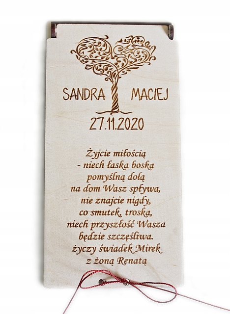 

Pudełko na Pieniądze etui życzenia Grawer ślub