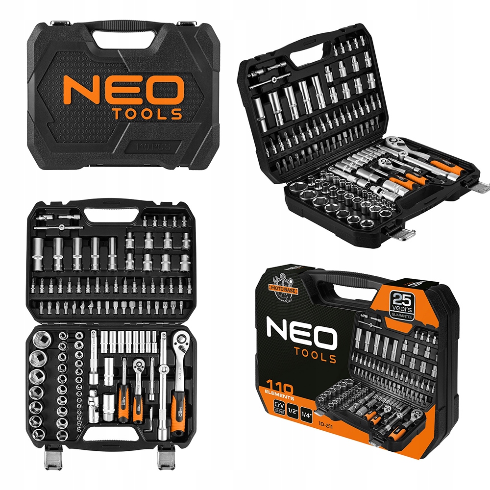 Sada Nástrčných Kľúčov 110 Prvkov 1/2", 1/4", Neo Tools 10-066