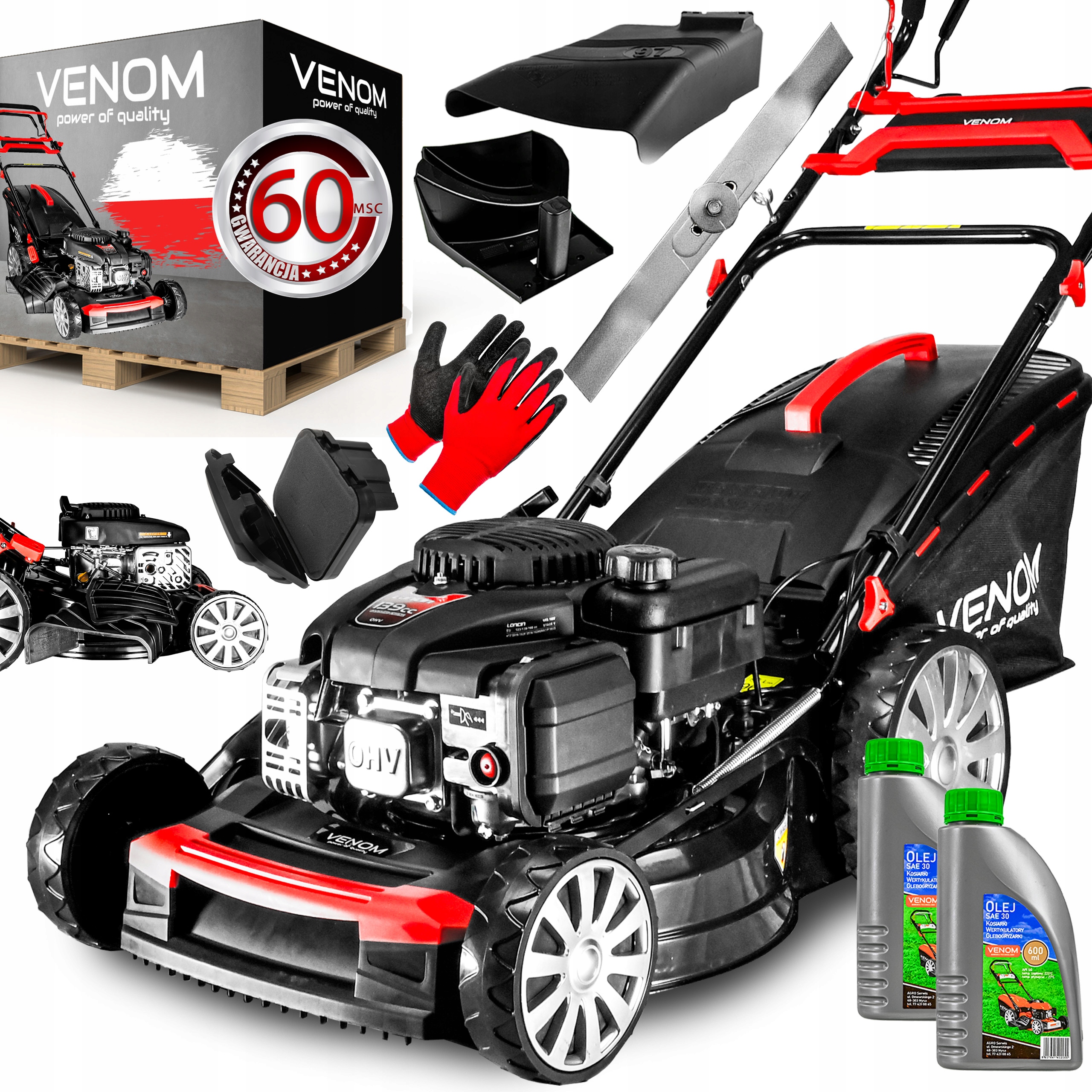 Kosiarka Spalinowa Do Trawy Z Napędem 46CM Silnik Loncin 139CC Mulczowanie