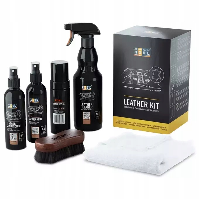 Adbl Leather Kit Zestaw do czyszczenia skóry Aż 7 Produktów, 3 Preparaty