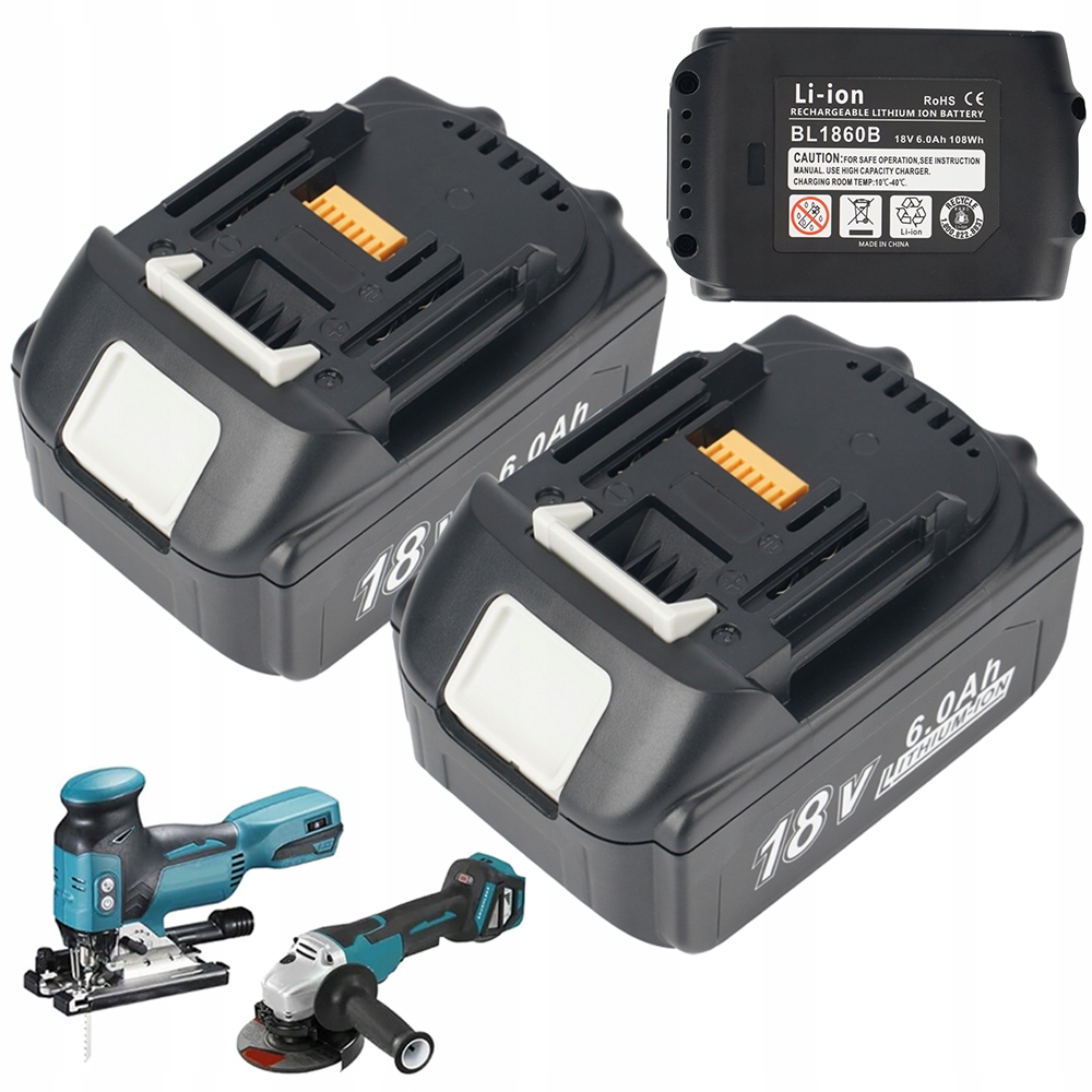 2Szt Bateria Makita 18V 6Ah Długi Czas Pracy Bez Przeładowania