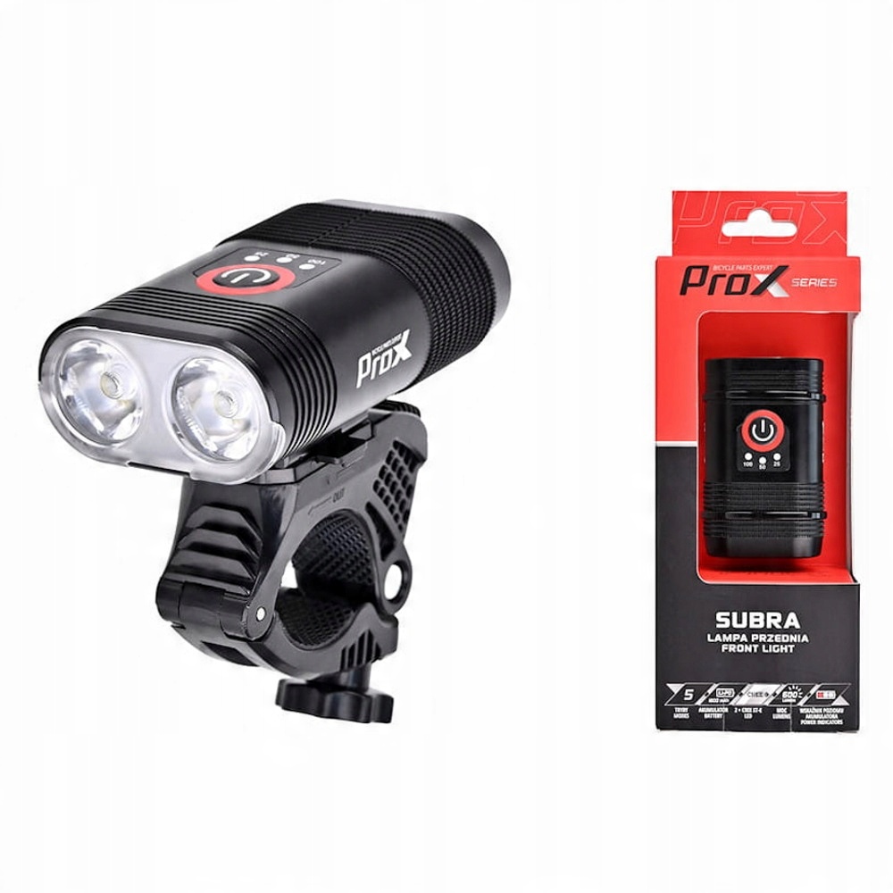 

Lampka przód ProX Subra 600Lm 2x Cree 1800maH