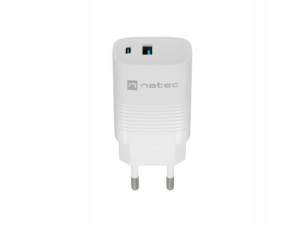 Uniwersalna ładowarka Usb Natec Ribera GaN 30W, 1X Usb-a, 1X Usb-c, biała