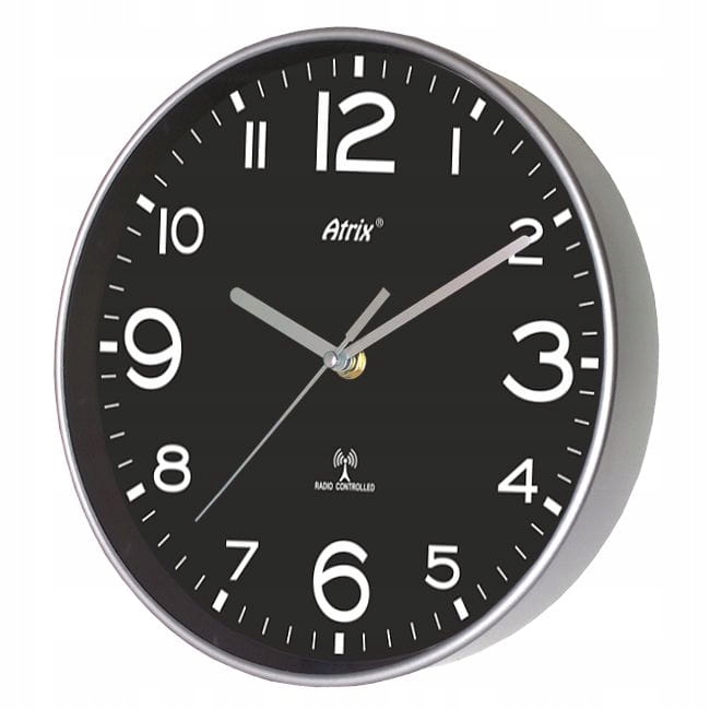 

Zegar srebrny sterowany radiowo 25cm #2