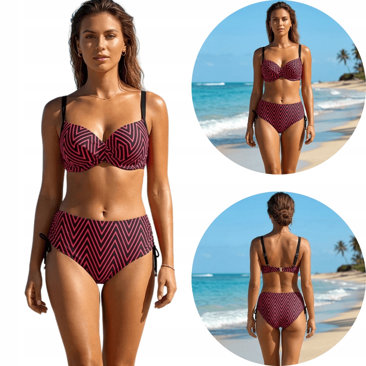 Dvoudílné plavky Neonový vzor Velké Velikosti 29785 105C/D+3XL