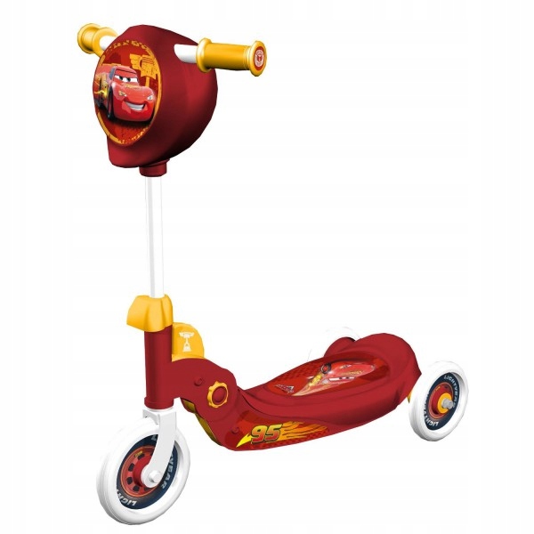 Hulajnoga trójkołowa 3-kołowa Auta Cars Składana czerwona skrytka drobiazgi