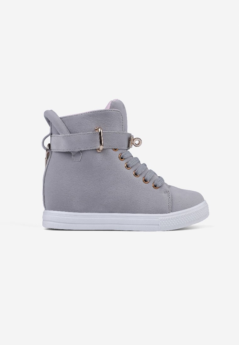 SZARE BOTKI DZIEWCZĘCE UKRYTY KOTURN SNEAKERSY SPORTOWE DZIECIĘCE SUWAKI Bohater brak