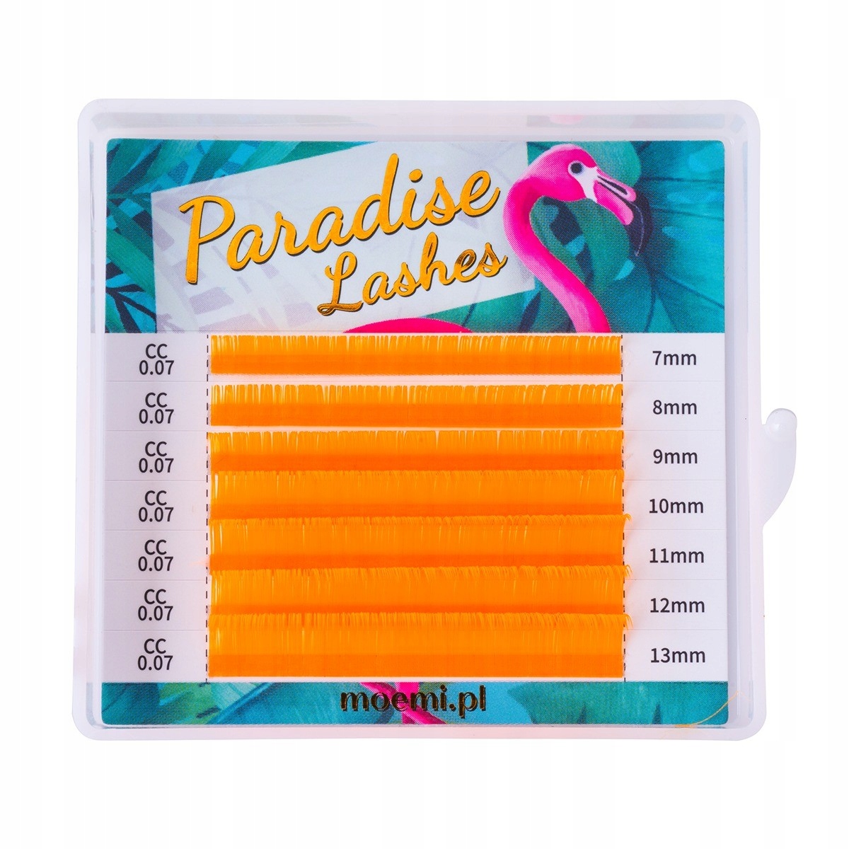 Rzęsy Neon Orange Paradise Kolorowe Moemi C 0.07 MIX (7-13mm)