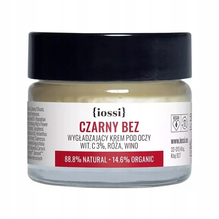 iossi Černý bez. Vyhlazující krém pod oči Vitamín C 3% Růže, Víno 15 ml