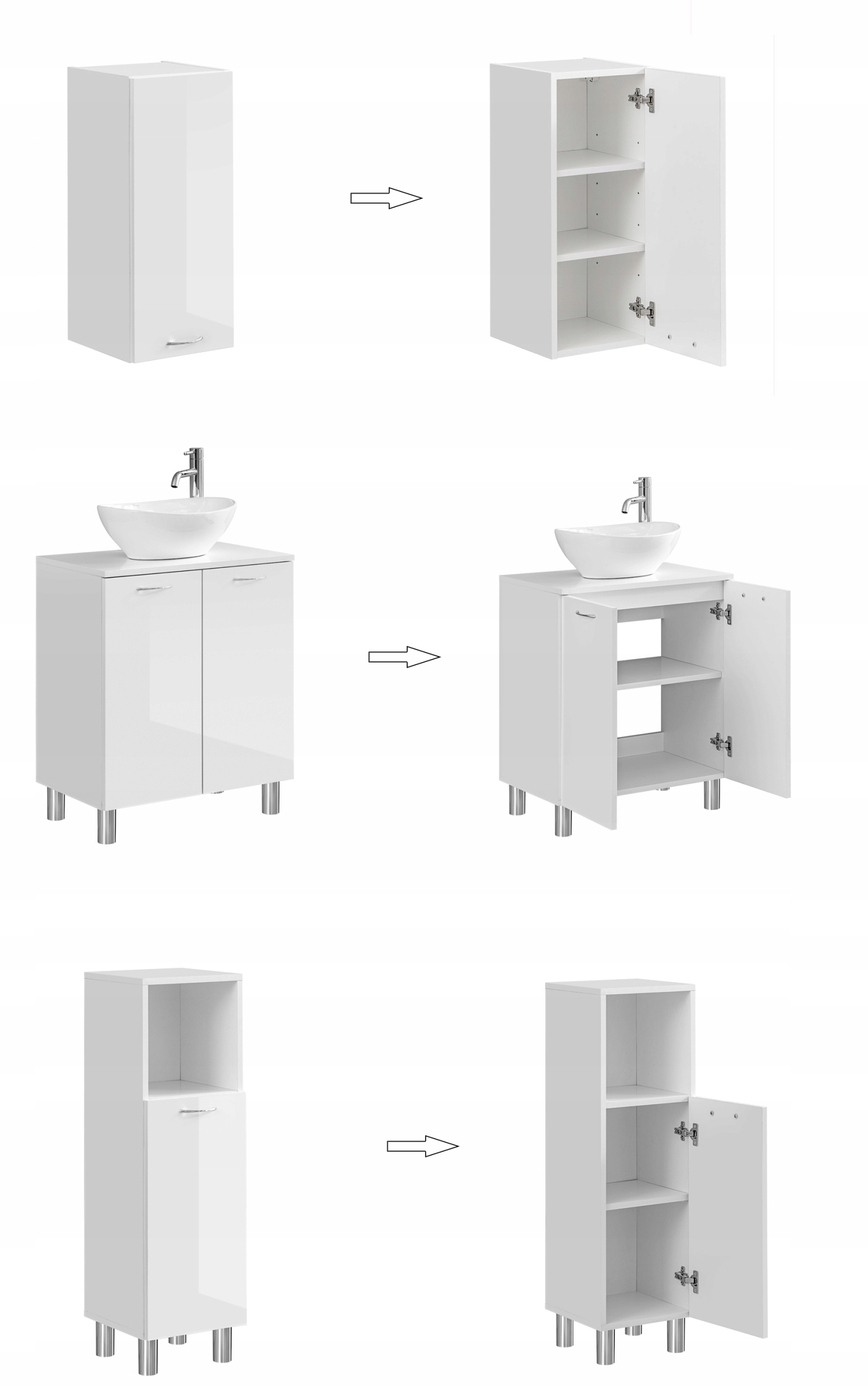 ZESTAW MEBLI ŁAZIENKOWYCH NIKA BIAŁA POŁYSK JASNE Marka inna