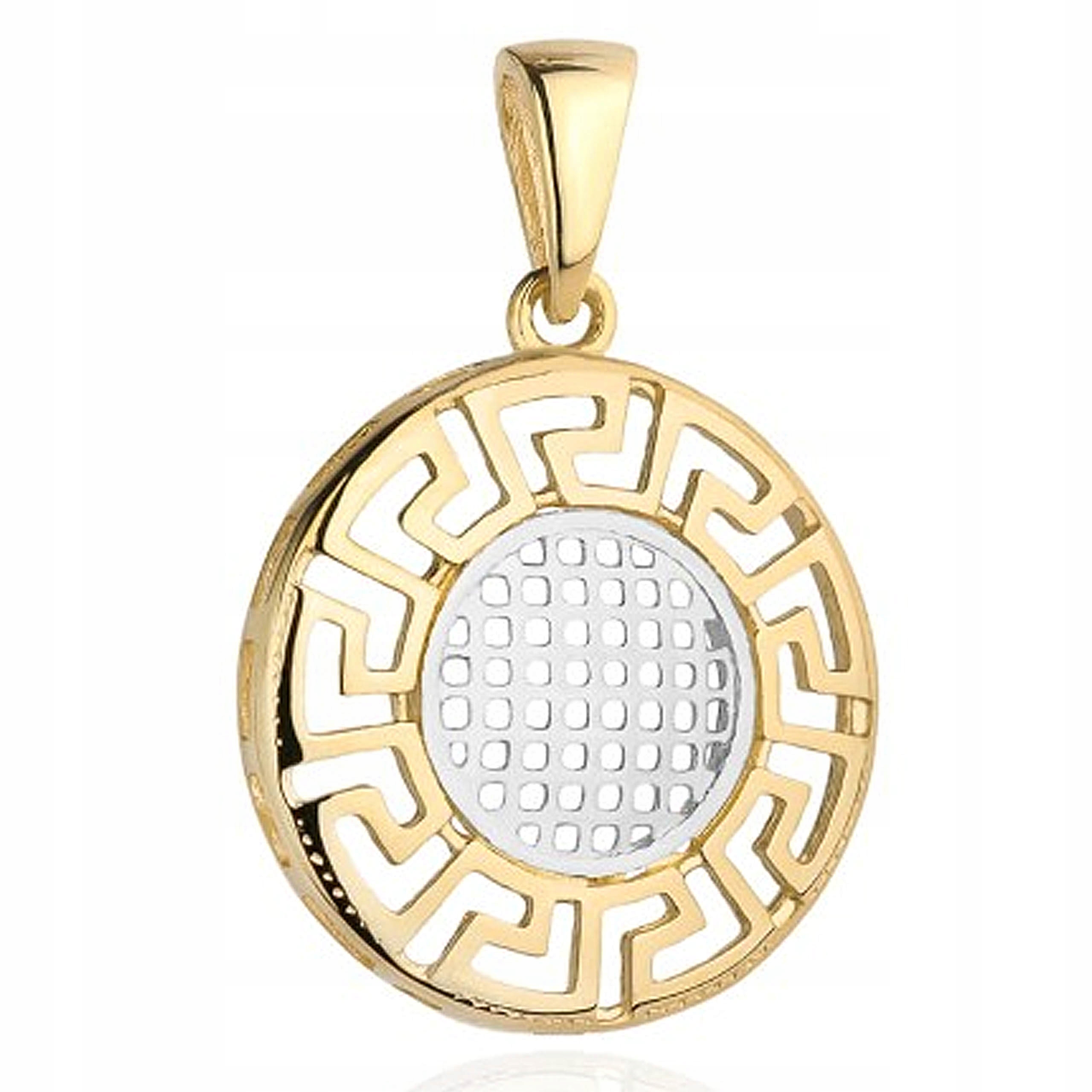 Zlatý přívěsek 585 s řeckým vzorem slunce přívěsek ve dvou barvách