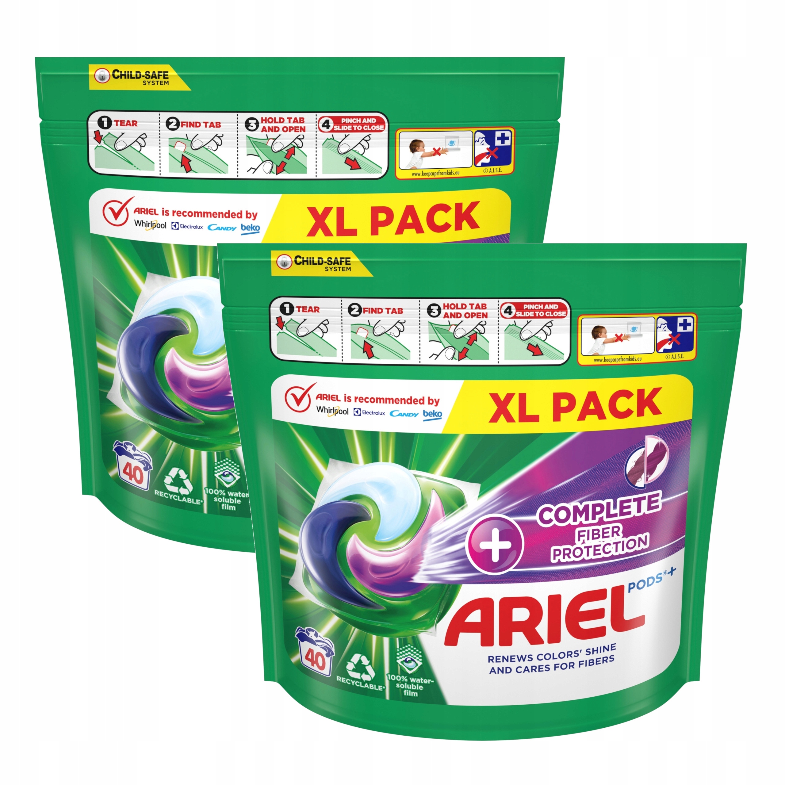 Levně 2x Kapsle na praní Ariel Complete Fiber Protection barva 40 ks