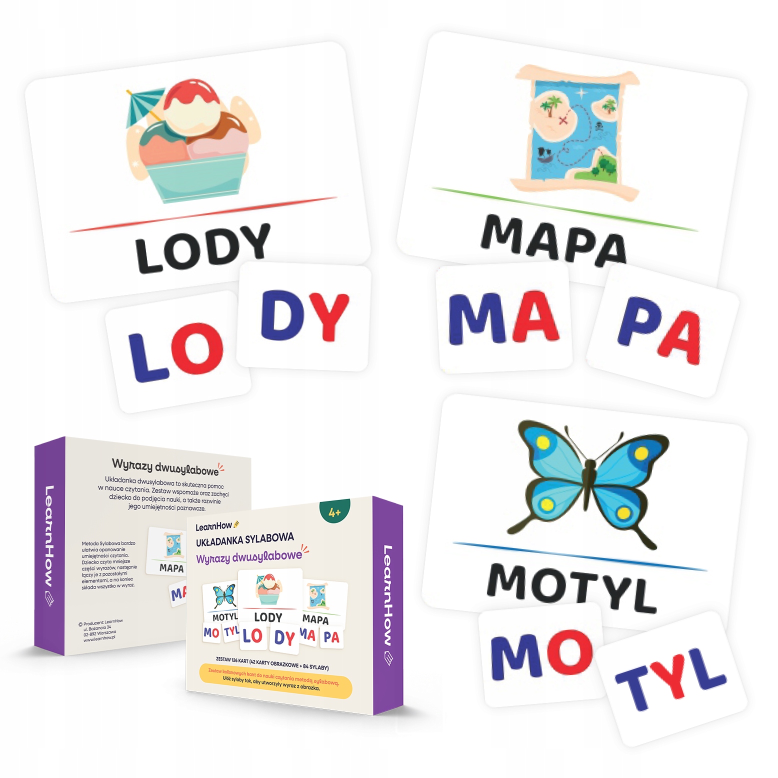 Пазл с картинками-ДВУХСЛОЖНЫЕ слова (126 карт) - LearnHow