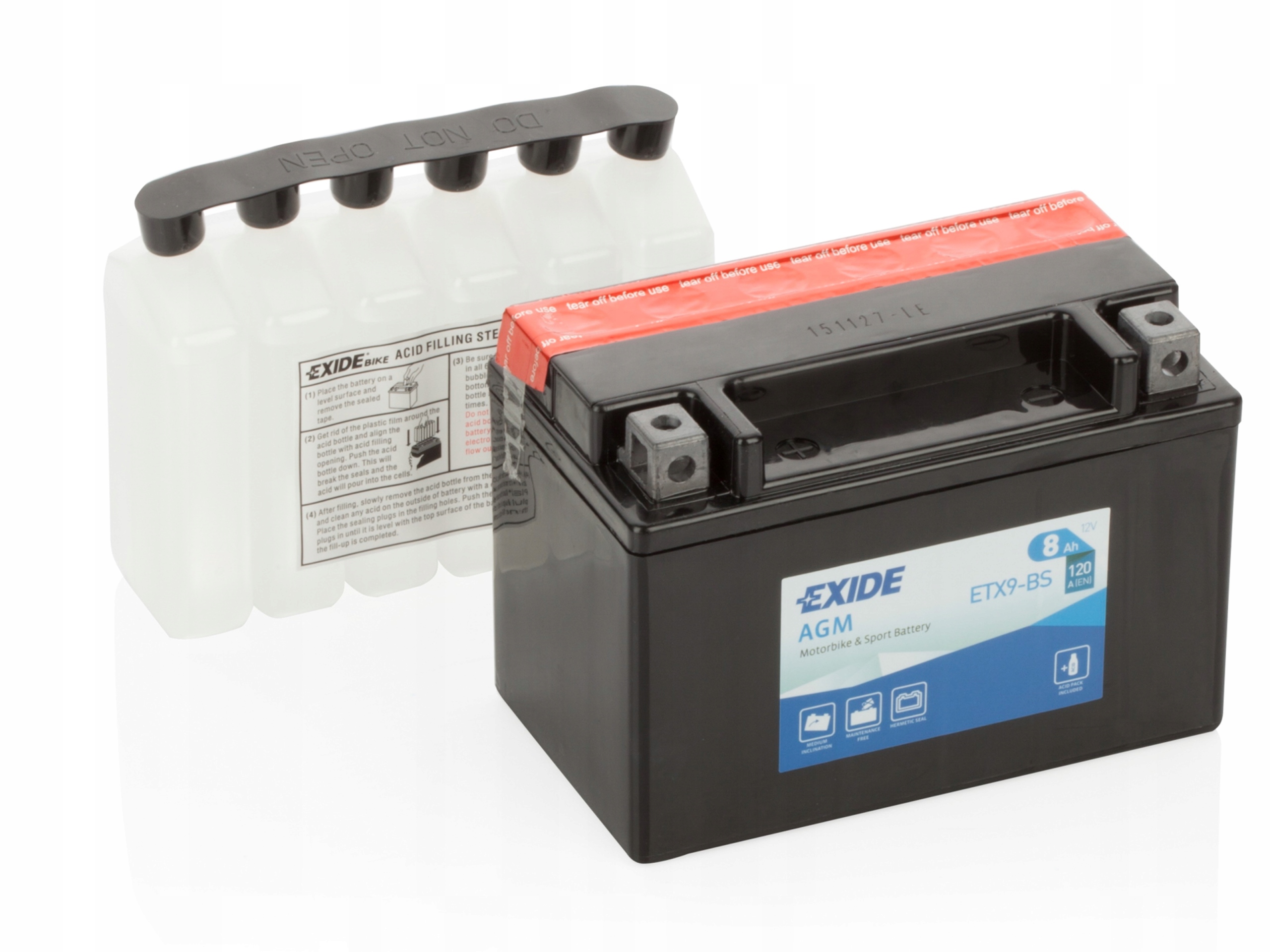 Motocyklowy akumulator 8 Ah EXIDE AGM ETX9-BS