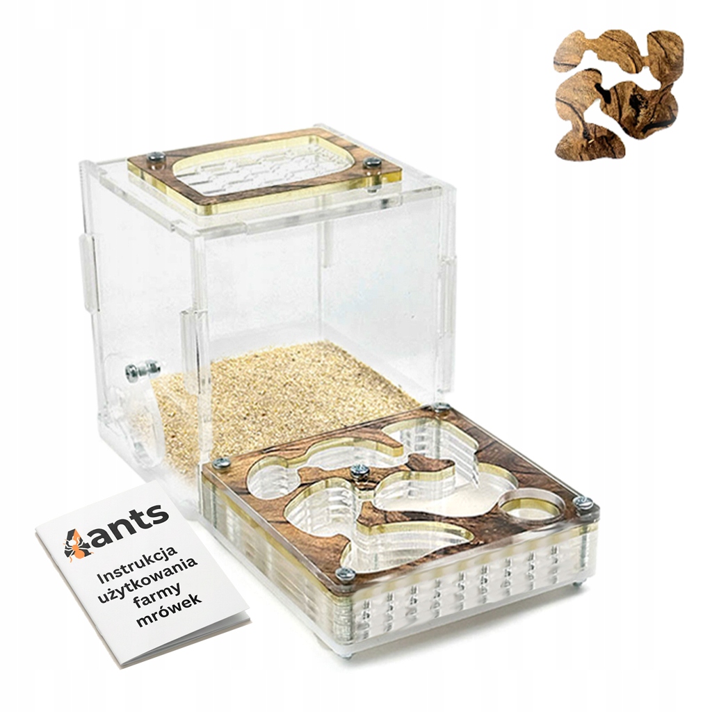 Formikarium S (malé) Přírodní dřevěné terárium pro mravence Ant Farm 4ants