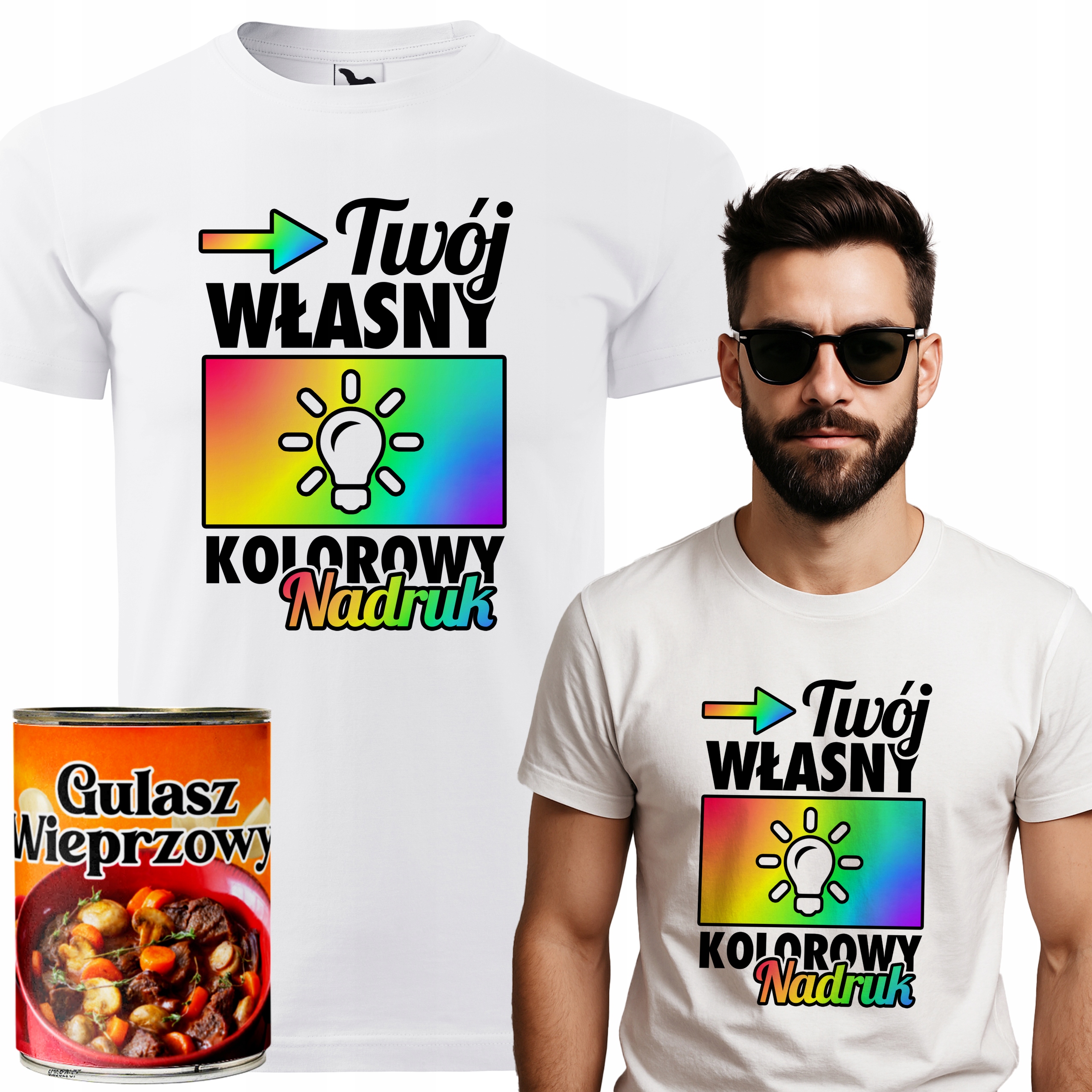 Pánské tričko Bílé V Plechovce Guláš Tvůj Potisk Foto Logo Velikost XL