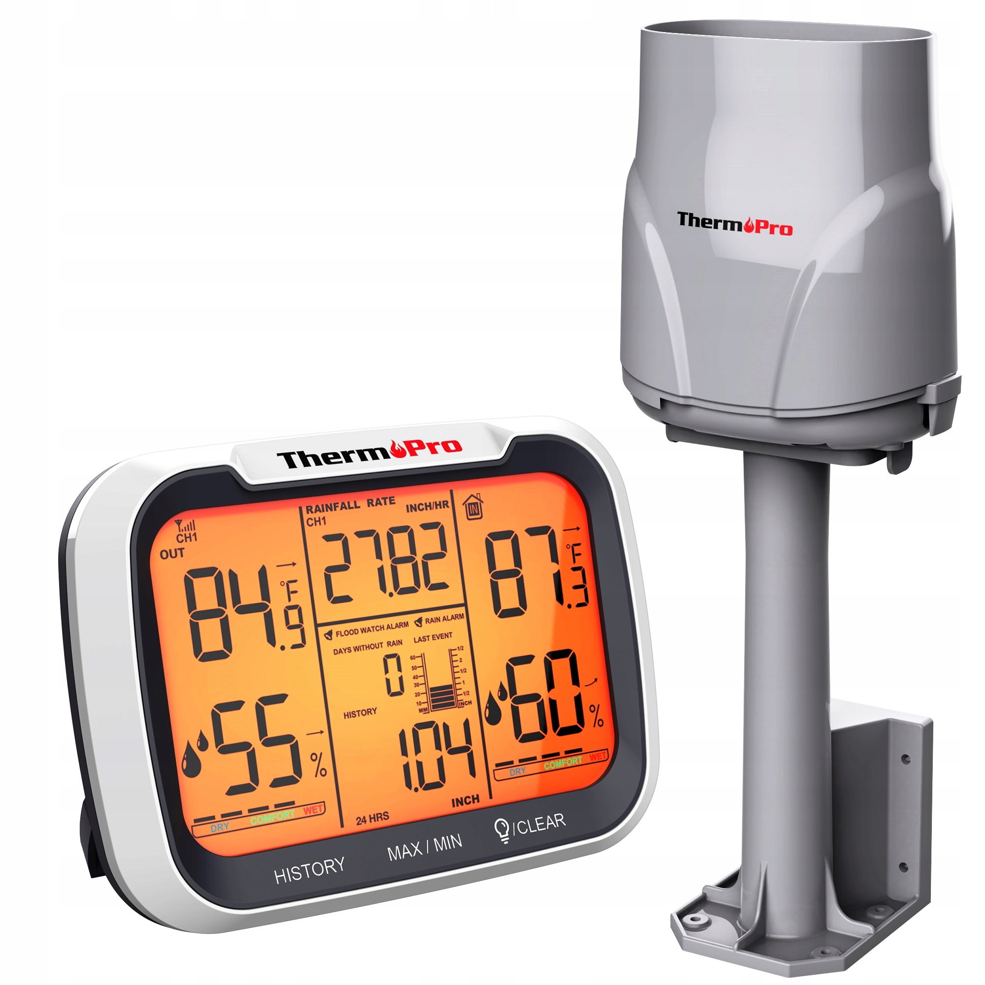 Stacja Pogody Deszczomierz Monitor Temperatury Wilgotności ThermoPro TP-270