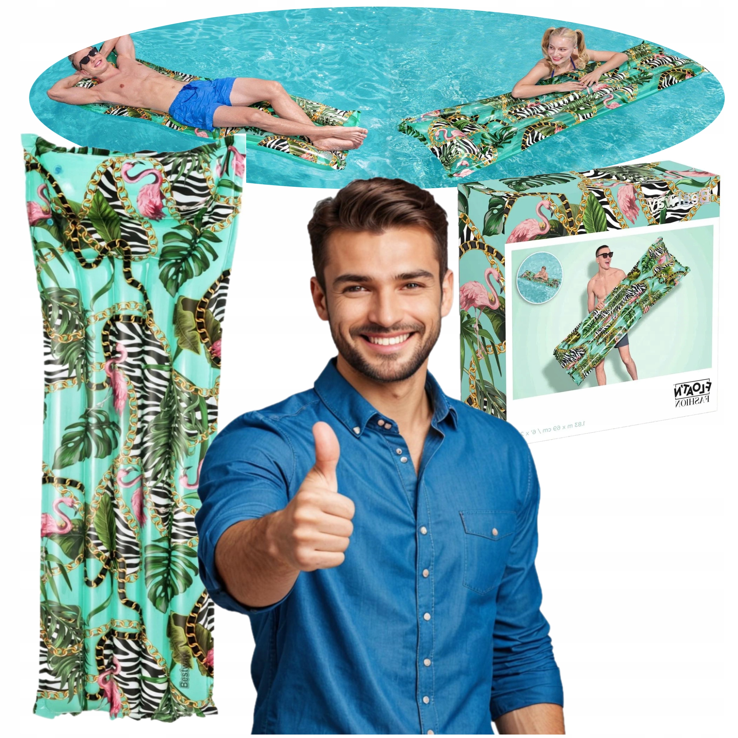 Jednoosobowy Dmuchany Materac Do Pływania Wody Bestway Na Plażę Basen 183CM