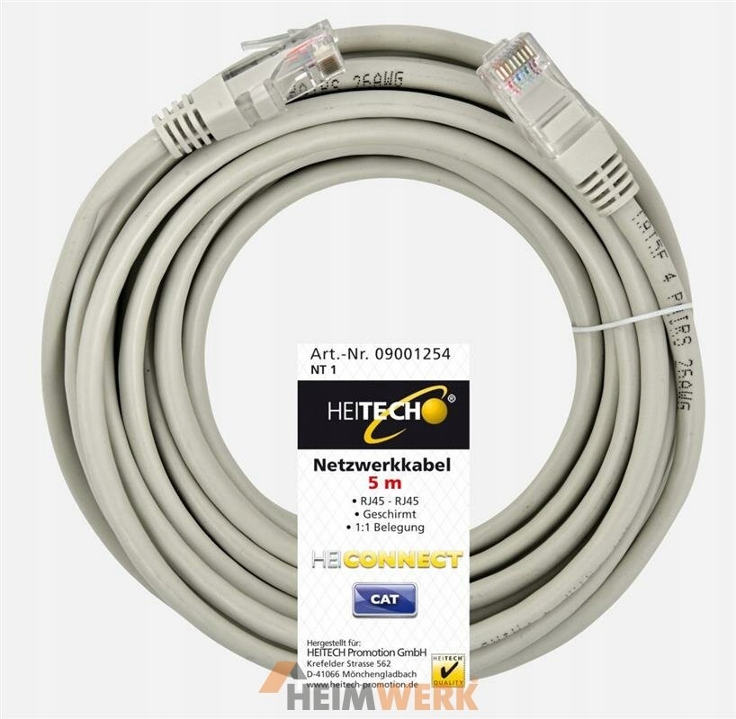Kabel Ethernet HEITECH RJ45 - RJ45, długość 5 m