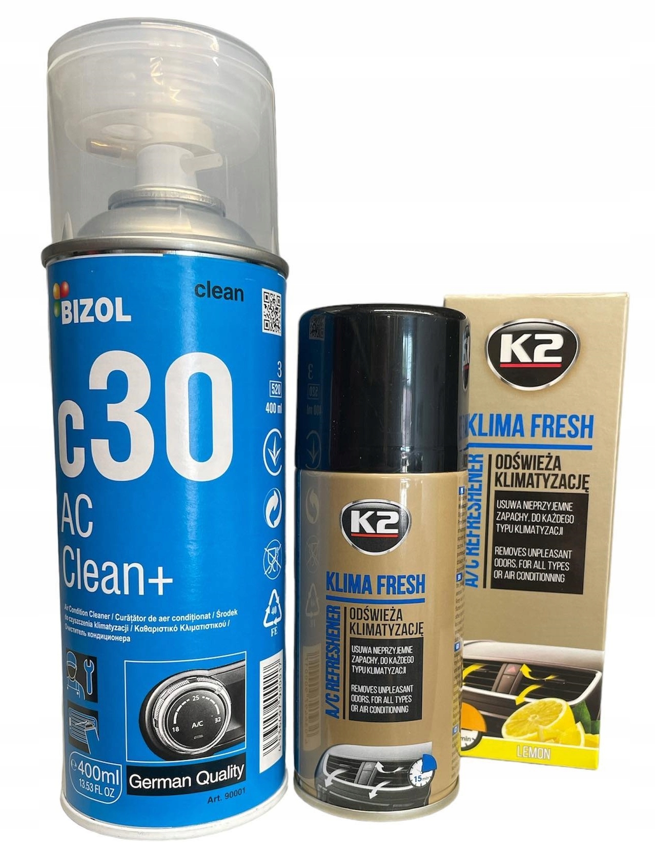 BIZOL AC C30 PIANKA + K2 KLIMA FRESH LEMON GRANAT - ZESTAW DO KLIMATYZACJI