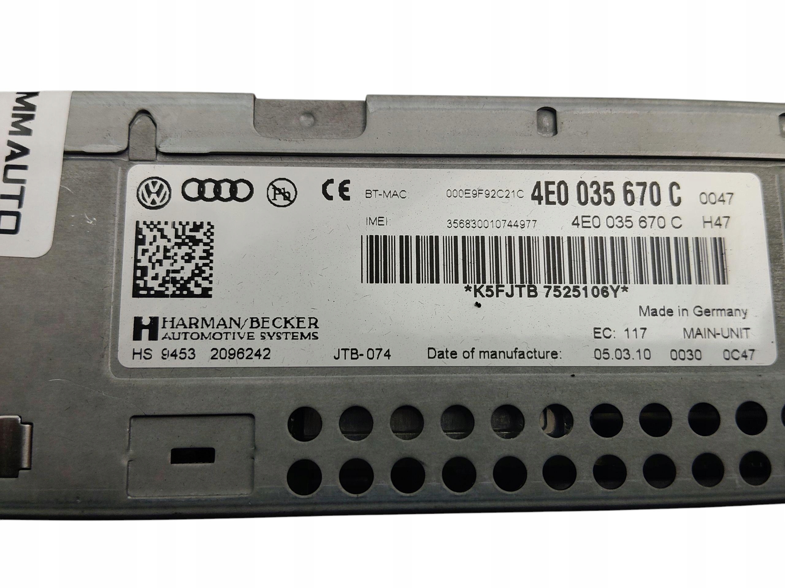 player navigation devices MMI KART SD SIM AUDI A6 C6 4E0035670C