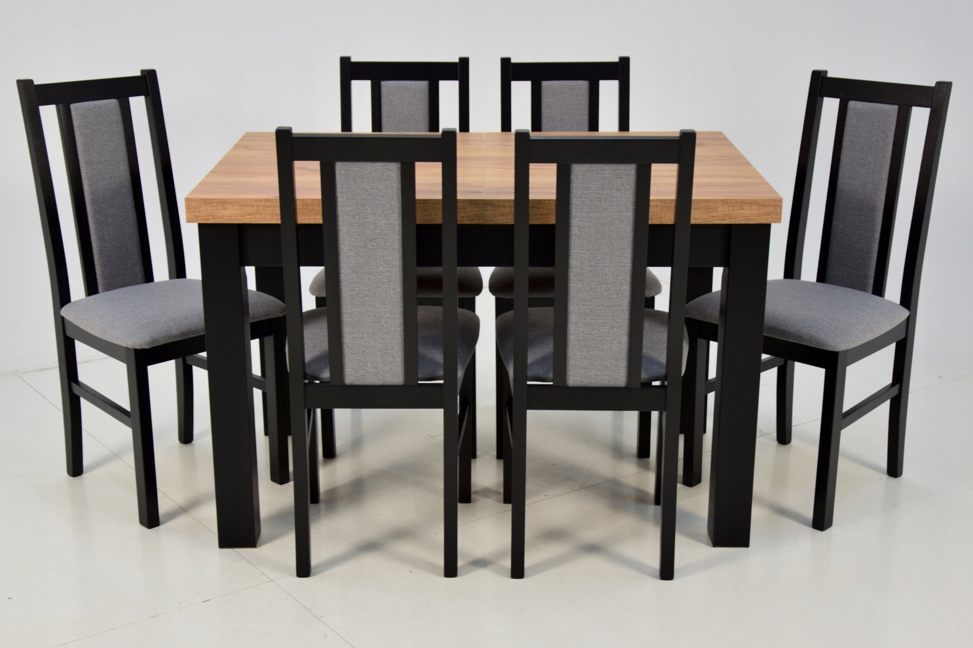 KOMPLET 6 krzeseł do kuchni+stół rozkładany 160cm Kolor blatu dąb craft