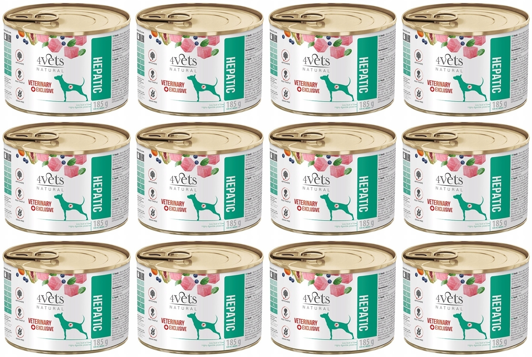 4Vets Natural Dog Hepatic konzerva 12x185g Set