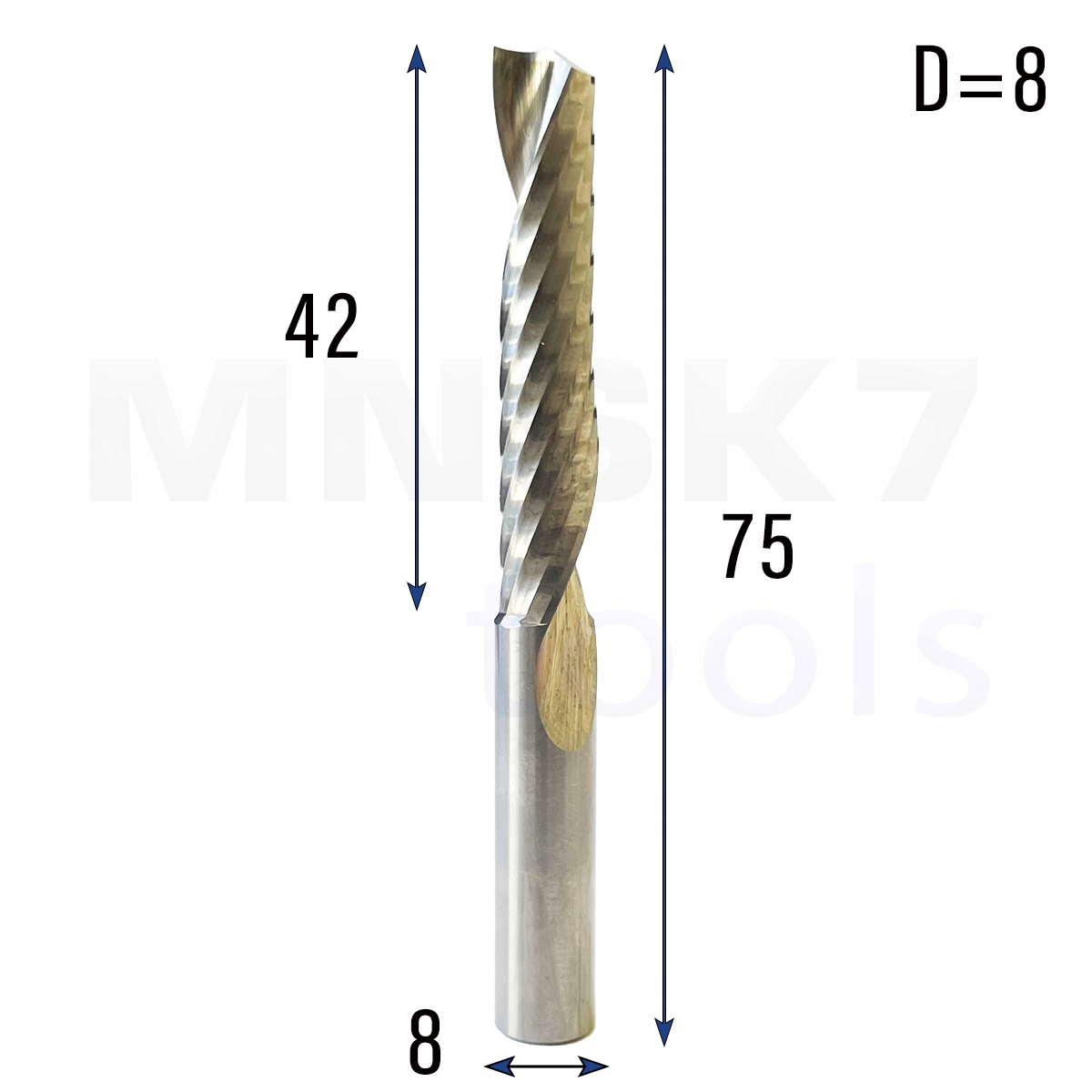 Univerzální jednopáková fréza 1P fi 8 x 42 x 75 Vhm Cnc