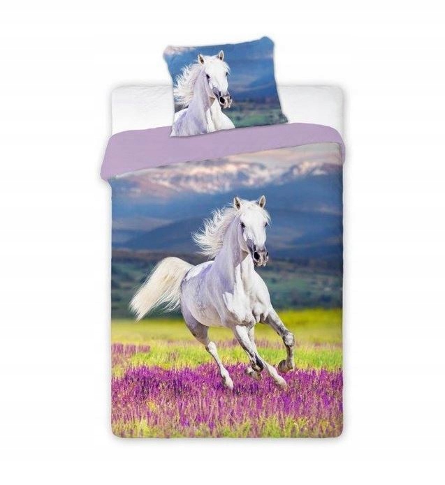 

160x200 Pościel Kot Psy Koty Koń Konie Tęcza Biały