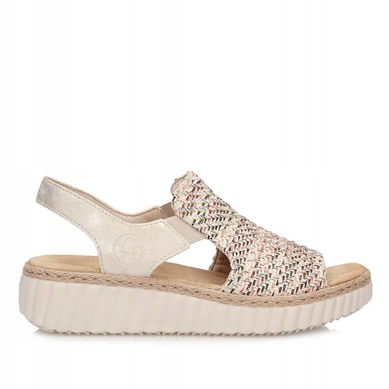 Dámské sandály Rieker 69276-60 béžové, nazouvací na platformě